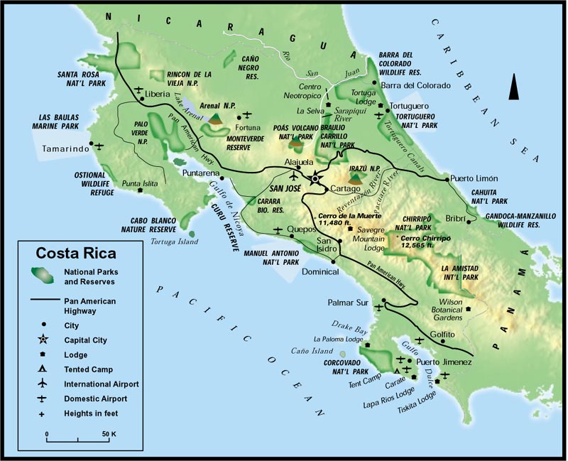 map showing costa rica